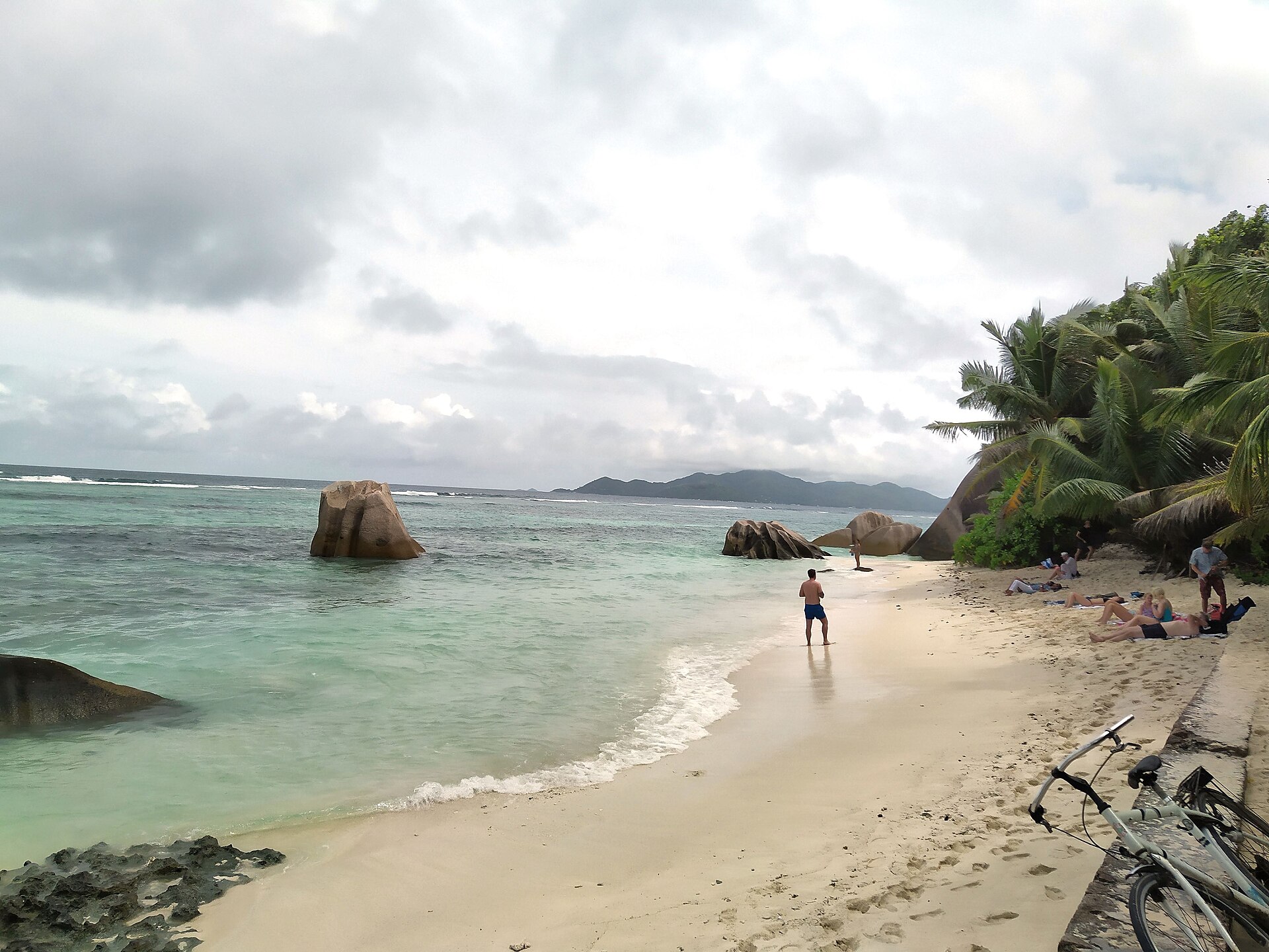 Le rocce di granito, le palme e il mare di Anse Source d’Argent a La Digue